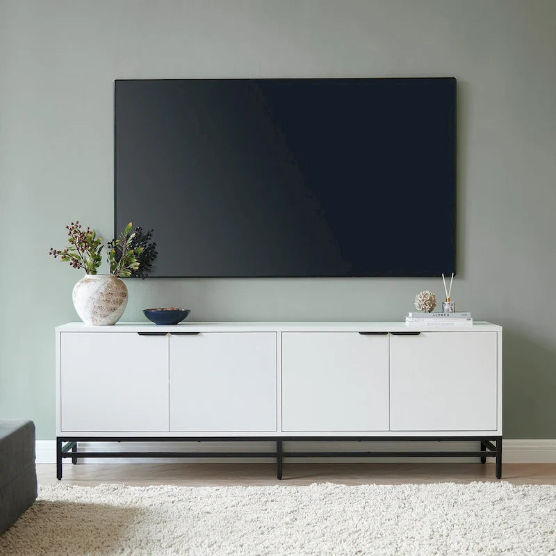 Meuble TV de 178 cm de large pour téléviseurs jusqu'à 198 cm, finition grain de bois