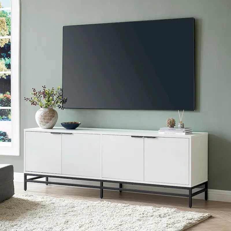 Meuble TV de 178 cm de large pour téléviseurs jusqu'à 198 cm, finition grain de bois