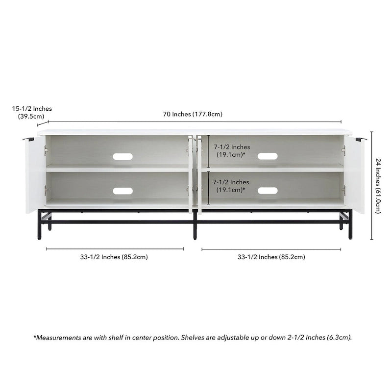 Meuble TV de 178 cm de large pour téléviseurs jusqu'à 198 cm, finition grain de bois