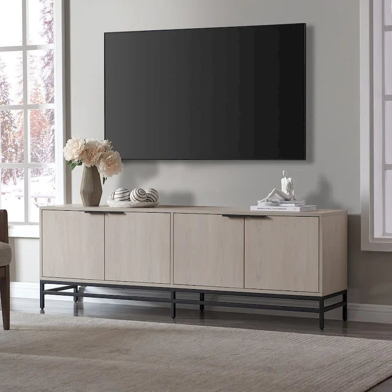 Meuble TV de 178 cm de large pour téléviseurs jusqu'à 198 cm, finition grain de bois