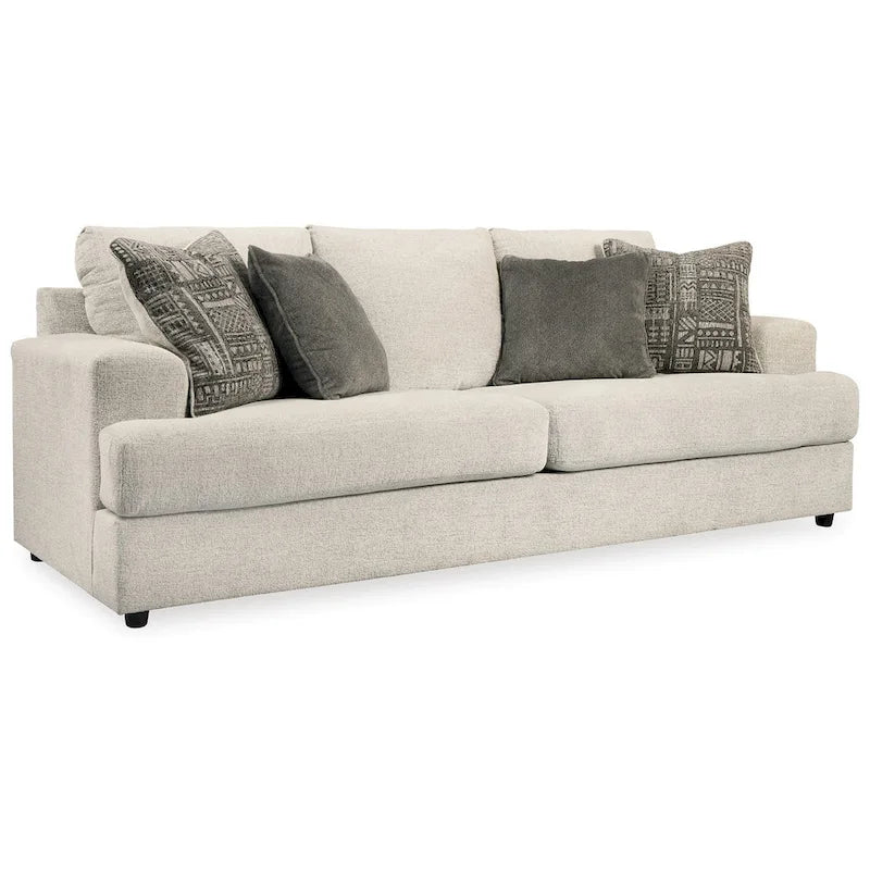 Canapé 96 pouces avec 4 coussins jacquard, en chenille polyester beige douce
