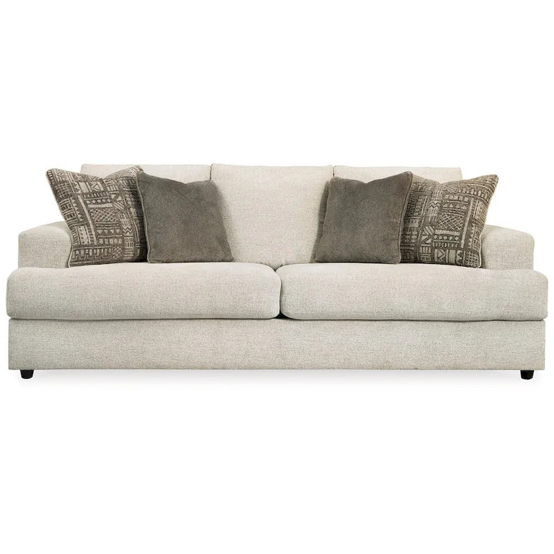 Canapé 96 pouces avec 4 coussins jacquard, en chenille polyester beige douce