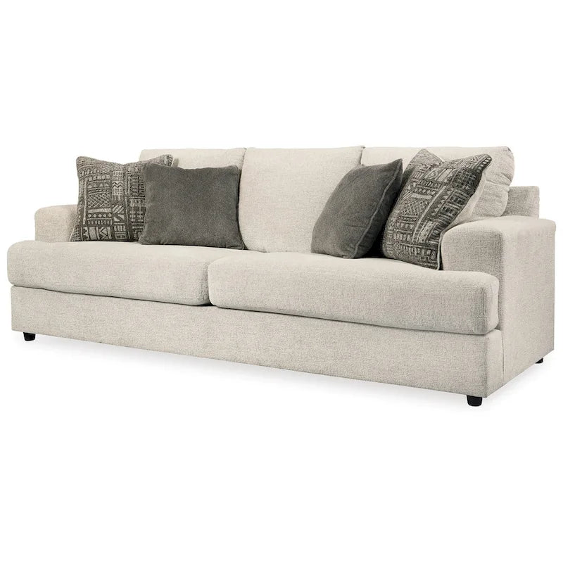Canapé 96 pouces avec 4 coussins jacquard, en chenille polyester beige douce
