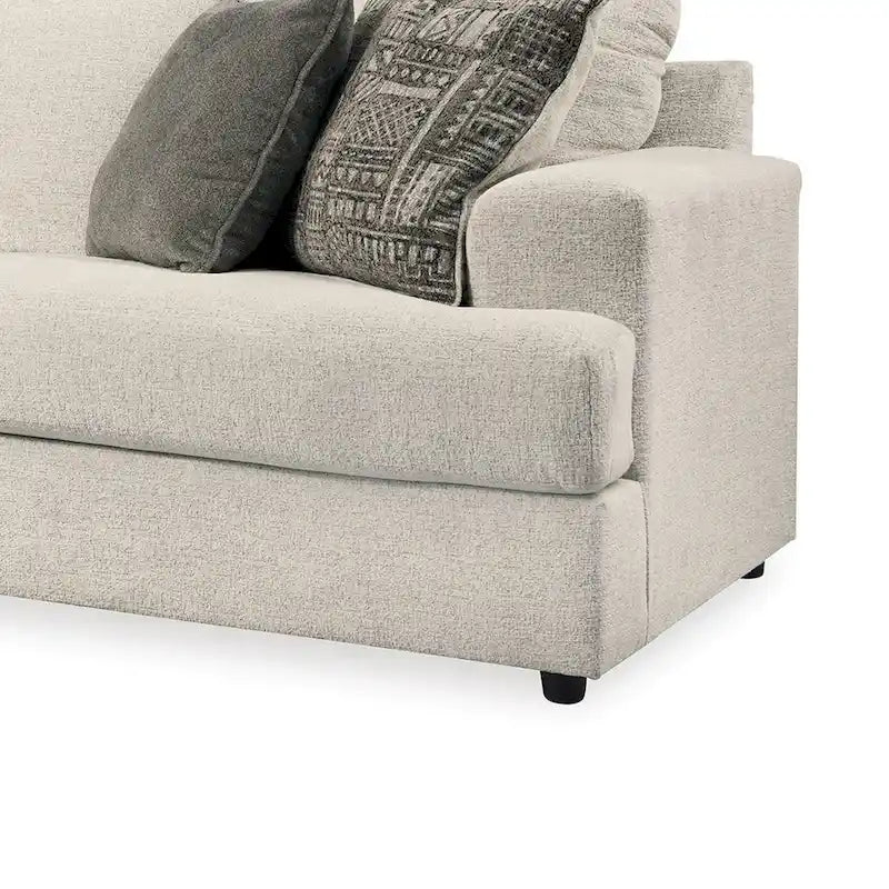 Canapé 96 pouces avec 4 coussins jacquard, en chenille polyester beige douce