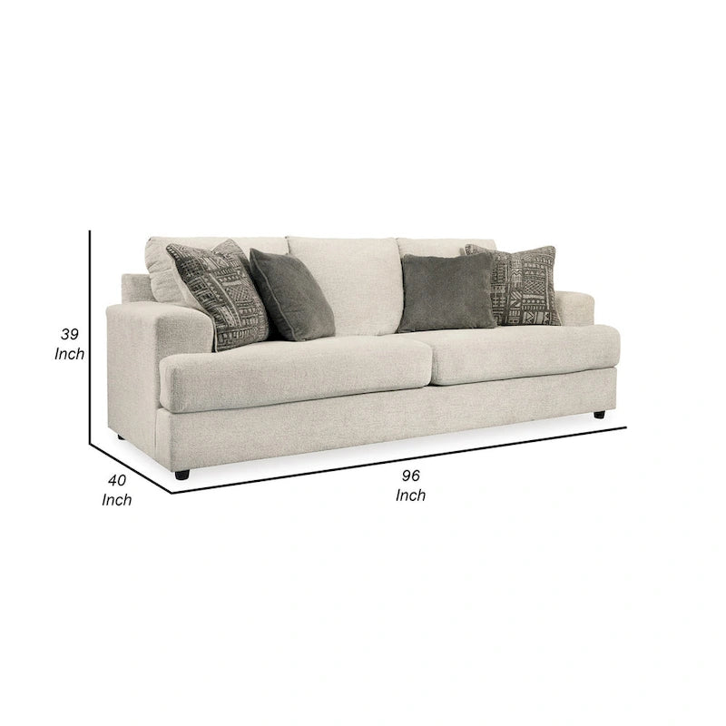 Canapé 96 pouces avec 4 coussins jacquard, en chenille polyester beige douce