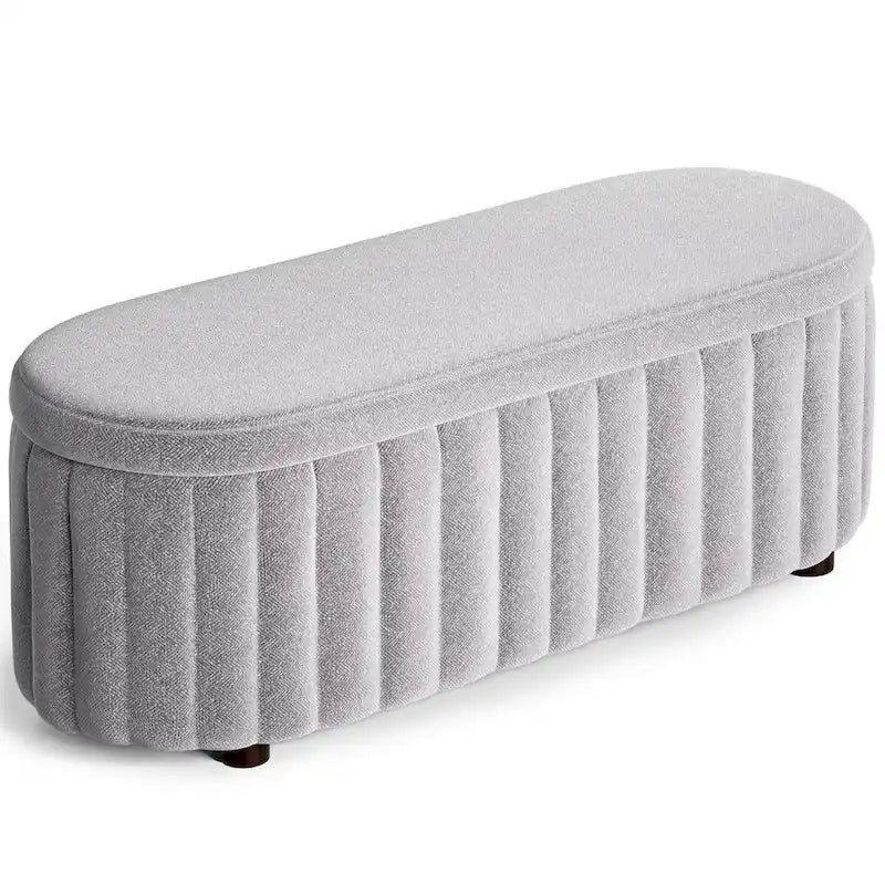 46.1 Banc de rangement rembourré avec charnière de sécurité pour chambre à coucher, salon, entrée