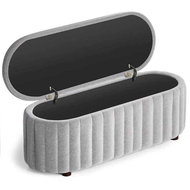 46.1 Banc de rangement rembourré avec charnière de sécurité pour chambre à coucher, salon, entrée