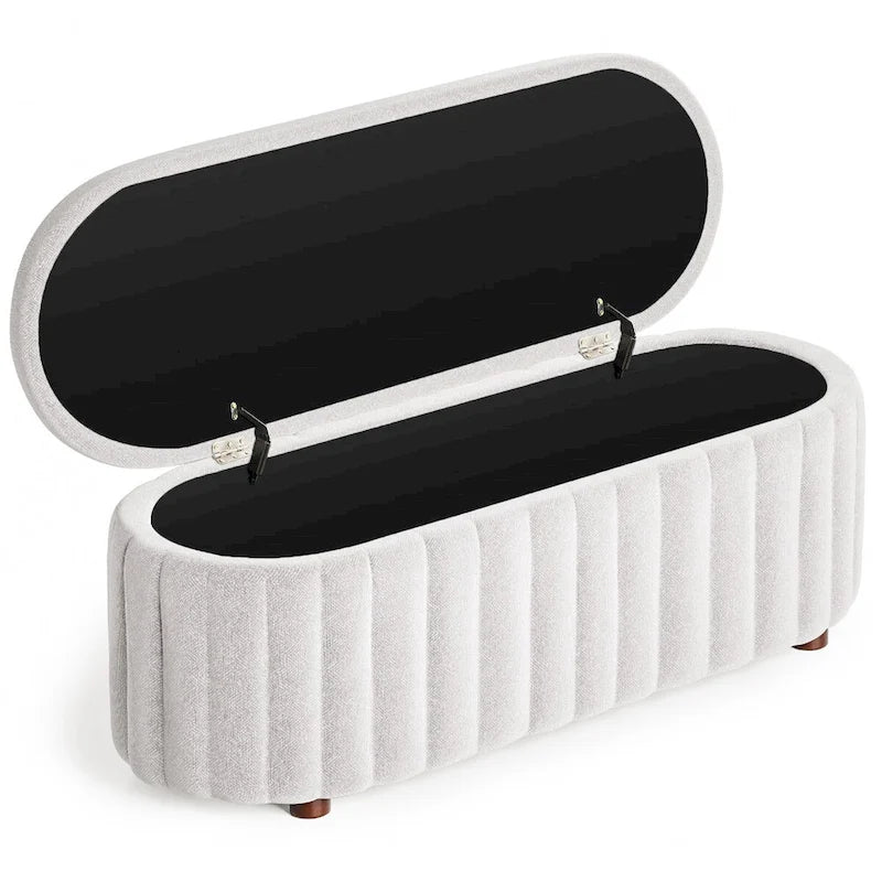 46.1 Banc de rangement rembourré avec charnière de sécurité pour chambre à coucher, salon, entrée