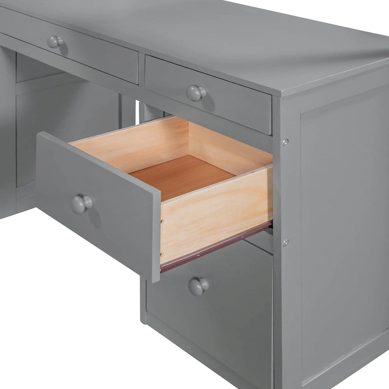 Lit mezzanine simple avec échelle, étagères, bureau 4 tiroirs