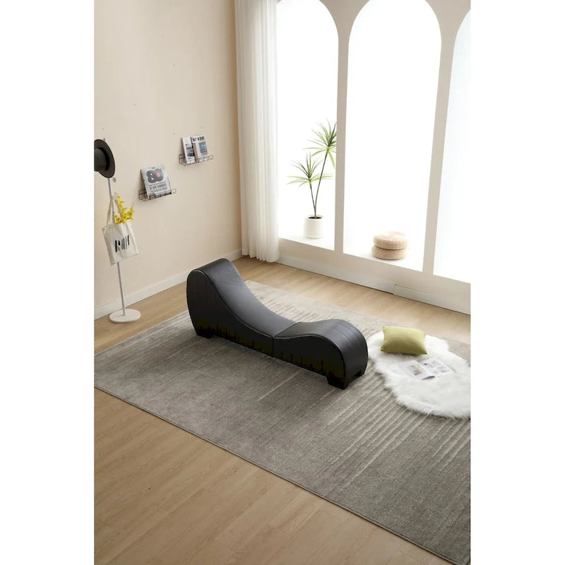 Chaise longue de yoga incurvée en similicuir moderne pour l'étirement et la relaxation