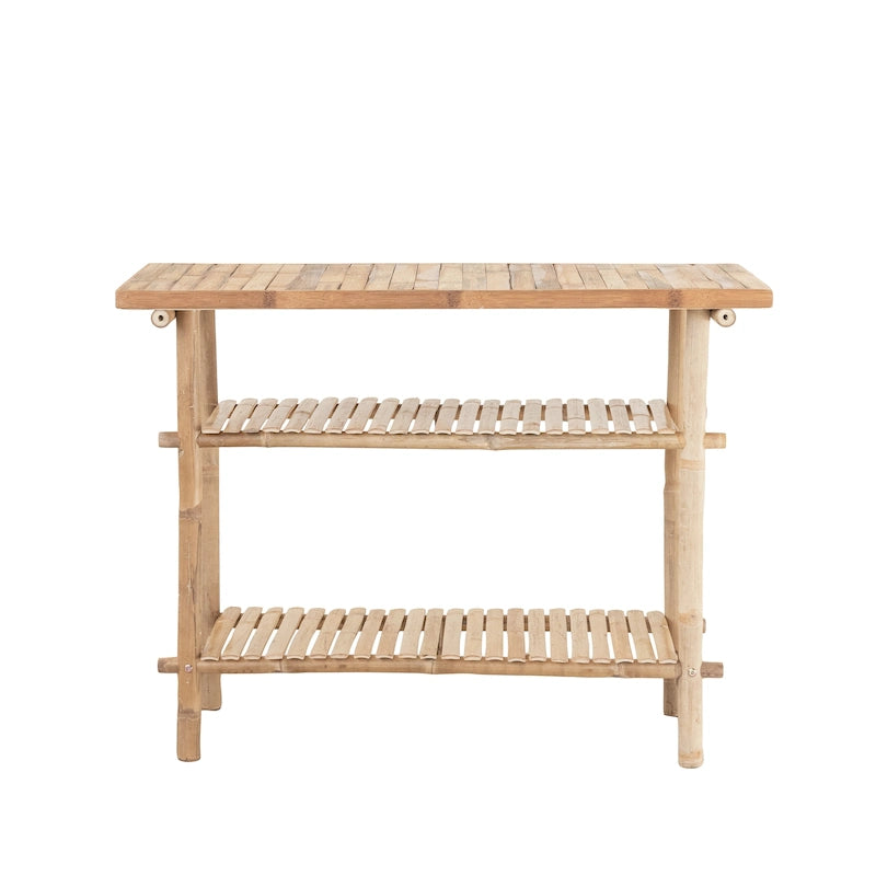 Table d'appoint en bambou à 2 étagères