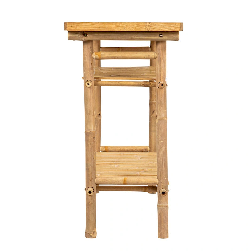 Table d'appoint en bambou à 2 étagères