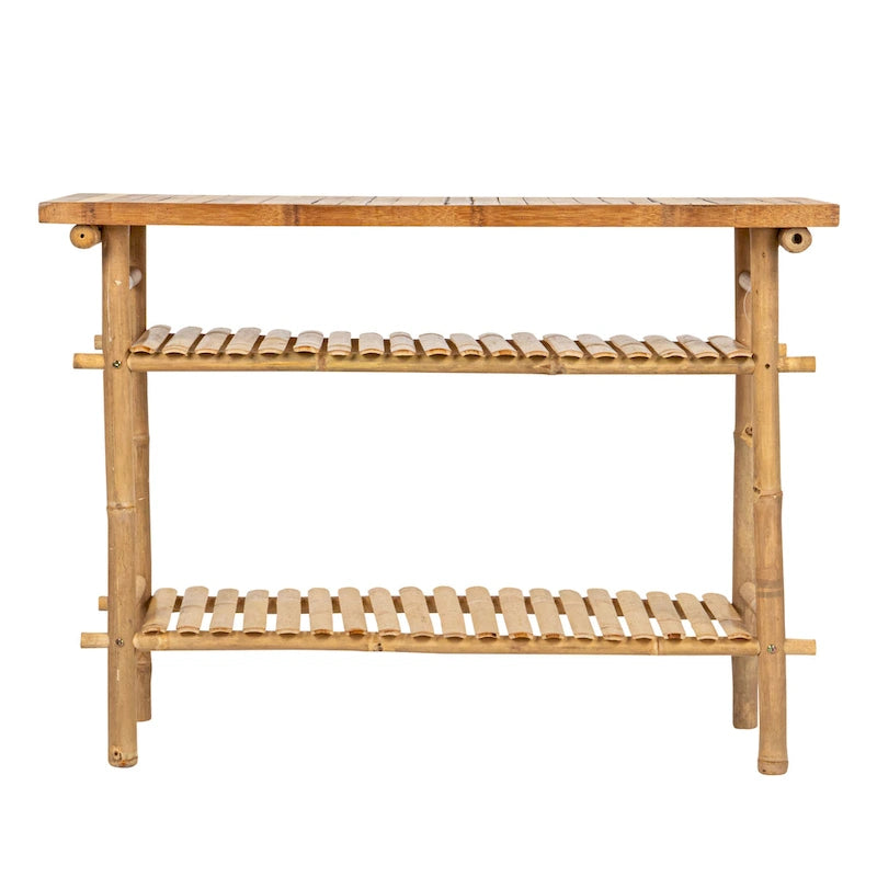 Table d'appoint en bambou à 2 étagères